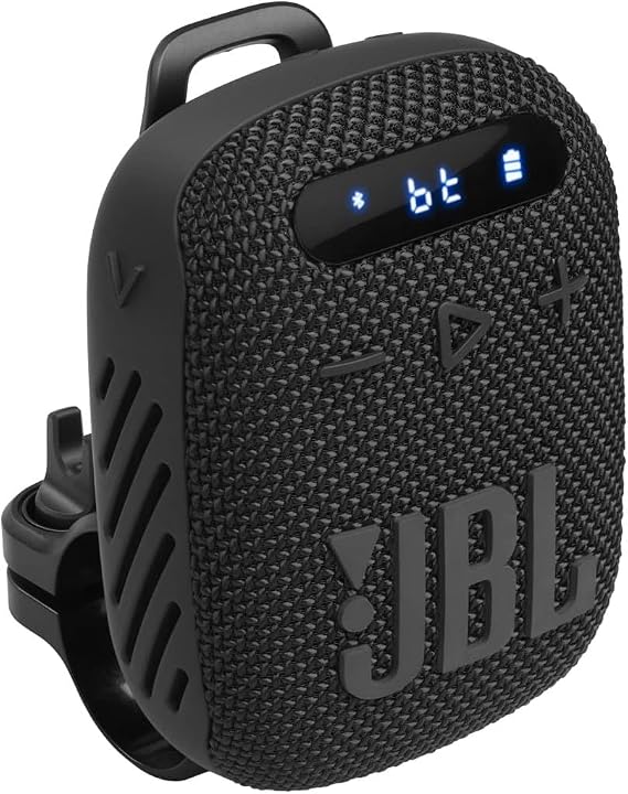 JBL WIND3 Bluetooth Speaker Waterproof/Dustproof/Hands-Free Calling/Bicycle Mount/Wide FM Radio Support/USB Type-C Charging/IP67 Black JBLWIND3JN