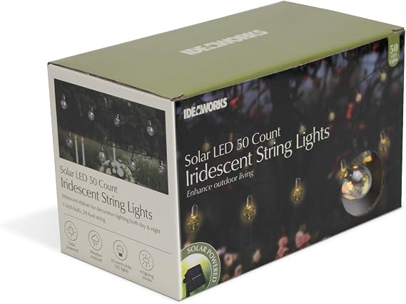 Ideaworks Solar Iridescent String Lights - 50ct Small