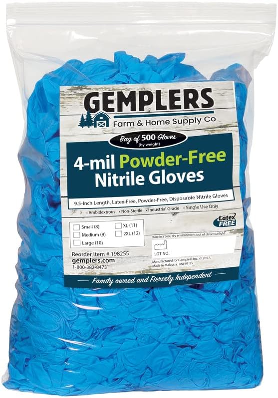 Gempler's 9-1/2"L, 4-mil Disposable Nitrile Gloves Bag of 500
