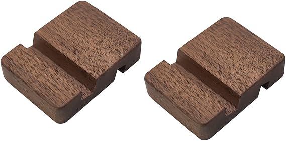 Gisela Wooden Mobile Phone Stand, Upgraded Double Slot Desktop Portable Tablet Stand Holder (Walnut, Phone Stand,2Pcs)