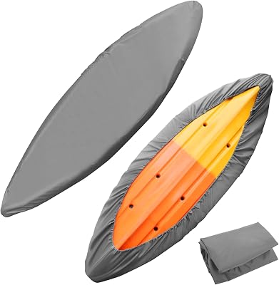 Kayak Cover Waterproof Kayak Canoe Cover Storage Dust Cover UV Protection Paddle Board Cover Fishing Boat Sunblock Shield for Outdoor Storage Grey, Full Cover for 10-11.5ft Kayak