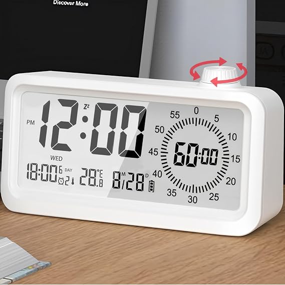 Dijital Mutfak Zamanlayıcı, 60 Dakika Görsel Zamanlayıcı Çalar Saat Çift Ekranlı LCD Zaman Hatırlatma, Çocukların Sınıf Öğrenimi için Ev Okul Öğrenme Araçları, Öğretmen Masa Saati