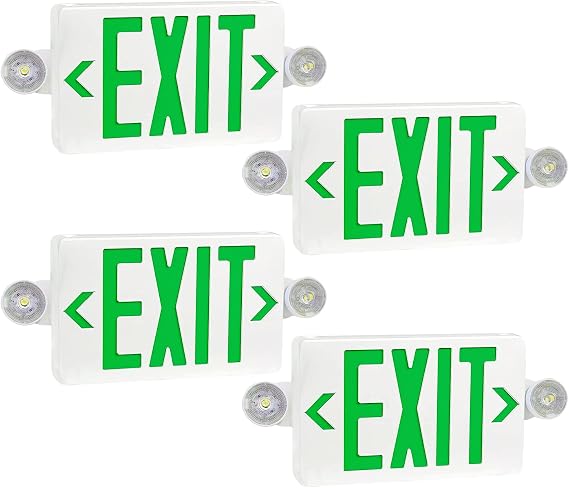 LED Exit Sign with Emergency Lights Dual Exit Lamp, 90 Min Battery Backup
