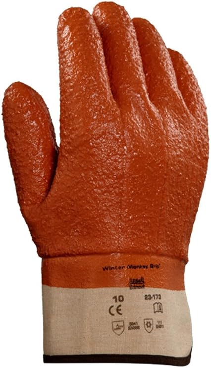 Ansell Winter Monkey Grip 23-173 Raised Finish PVC Coated Glove, Size 10 (XL), 1 pr