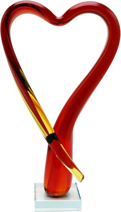 Dale Tiffany AS20217 Handcrafted Art Glass Sculpture, Opus Heart Amber