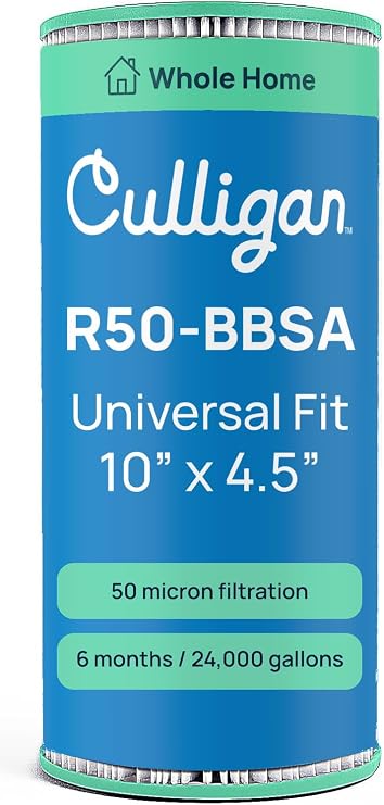 Culligan R50-BBSA Whole House Water Filter Replacememt - Premium 50 Micron 10x4.5 Long Lasting Water Filter Cartridge Compatible with Many other Home Water Filtration Systems