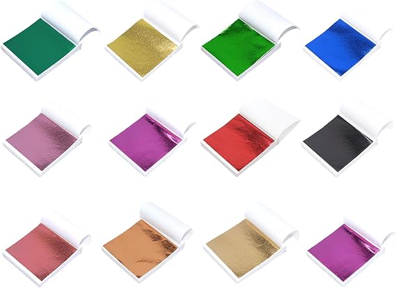 240 Sheet Gold Leaf Sheet,12 Colors Imitation Gold Leaf Foil Paper