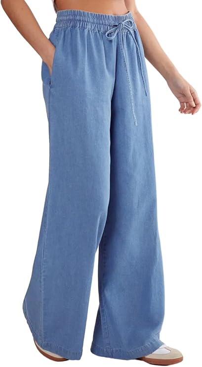 Nasty Gal Women's Chambray Pull on Pants
