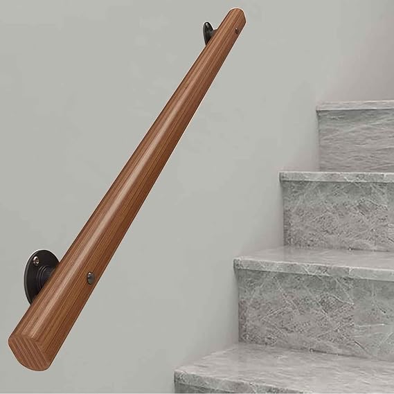 Stair Handrails for Walls, 1m 1.5m 2m 2.5m 300cm Solid Wood Staircase Banister, Modern Railing Non-Slip Grab Rail(1ft/30cm)