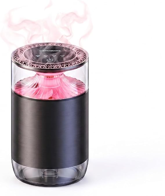 Araç İçi Aroma Difüzörü Hava Nemlendirici Rgb Işıklı Şarjlı Oda ve Araba Kokusu TCF01 Pembe