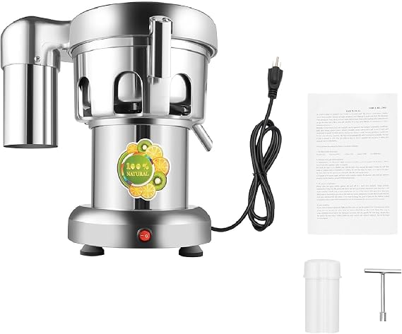 Commercial Fruit Juicer Machine 370W 110V Electric Juice Extractor Stainless Steel Fruit and Vegetable Juice Maker Juice Squeezer Heavy Duty Juice Press Machine with Auto Juice & Residue Separated