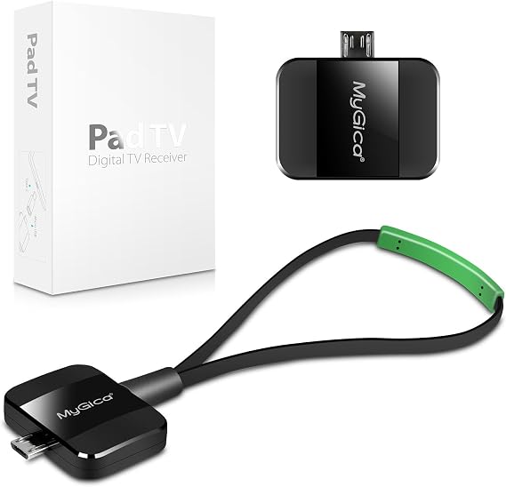 Micro USB TV Tuner Card with Type C Adapter - Watch Live TV Anywhere, Freeview HD Receiver, Wireless HDTV Stick Tuner, USB Antenna for Android Phone, Tablet, PC - No Internet Needed
