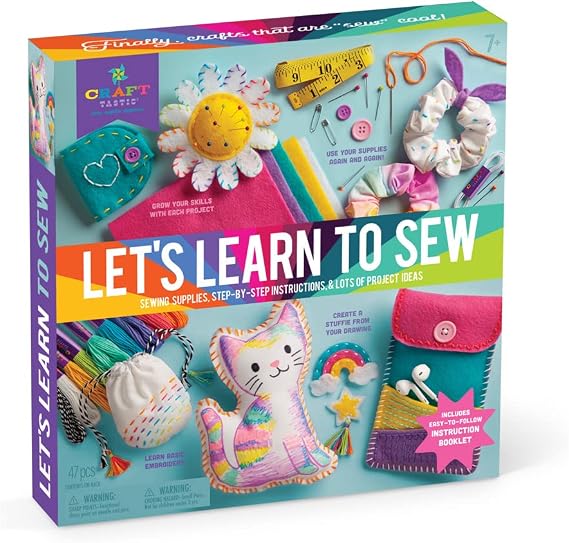 Craft-Tastic Lets Learn to Sew Mini Sewing Kit, Arts and Crafts, Art Supplies, Embroidery Kit for Beginners, Includes Sewing Supplies, Easy-to-Follow Instructions, Arts & Crafts, Ages 7+