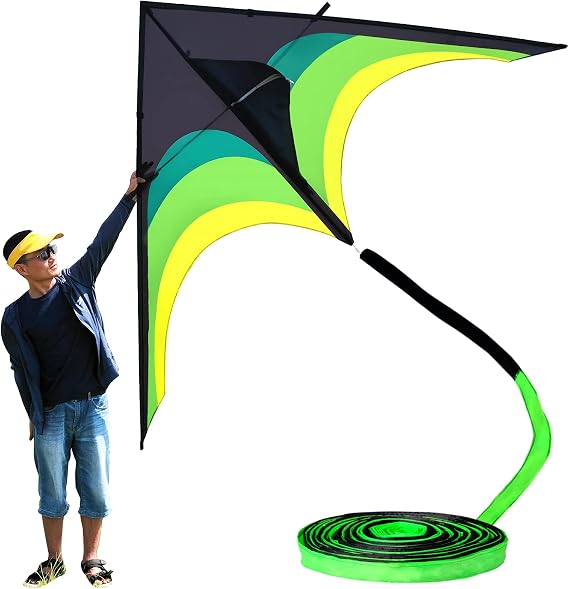 Delta Kite for Kids Ages 4-8 and 8-12 & Adults,Extremely Easy to Fly Kite,Best Kite for Beginners,9ft Huge Delta Kite Come with 98ft Tail