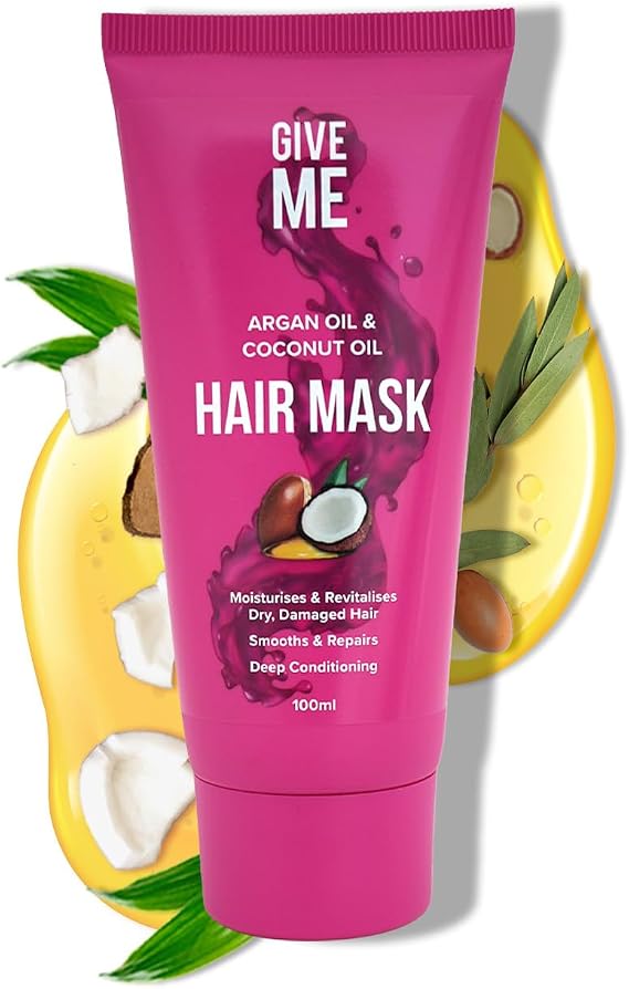 Give Me Cosmetics, Hair Mask for Dry Damaged Hair, Argan & Coconut Oil, Deep Conditioning, Intensely Hydrating Formula, Smoothes & Repairs, Salon Finish