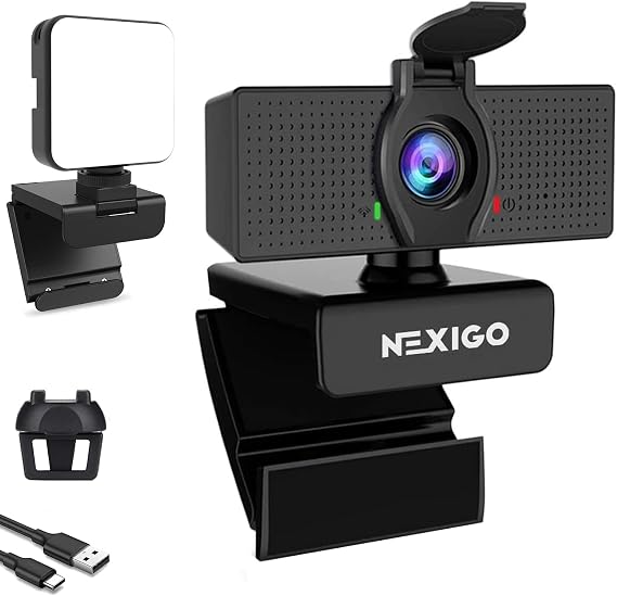 NexiGo 1080P Business Webcam Kits, N60 HD Web Camera with Microphone and Privacy Cover, Software Control, Enhanced Video Conference Lighting Kit with Webcam Style Clip, for Zoom/Skype/Teams
