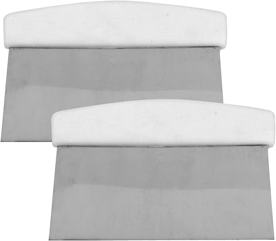 Stainless Steel Bench Scraper, Chopper Dough Scraper with White Handle for Bakeware (2)