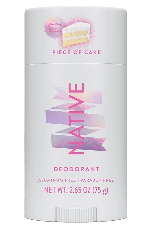 Native Aluminum-Free Clean Deodorant with Natural Derived Ingredients, 72HR odor control | Deodorant for Women and Men | Baking Soda, Coconut Oil, Shea Butter | Piece of Cake Birthday