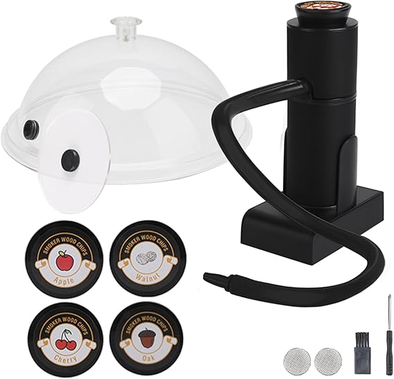 Smoking Gun Food, Portable Cold Smoker with 4 Types Wood Chips, Food Kitchen Smoker for Sous Vide Meat Salmon Cocktails Cheese BBQ Grill, Great for Garden Party