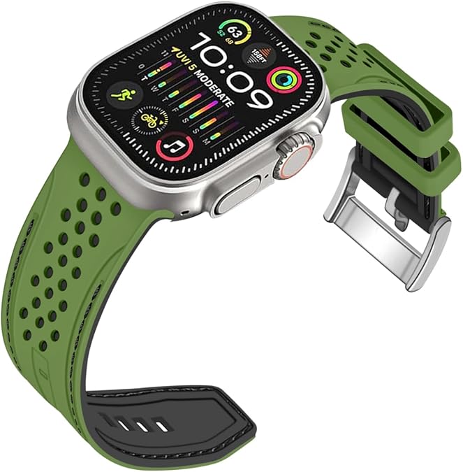 Juntan Rubber Sport Watch Bands Compatible for Apple Watch Band 38mm 40mm 41mm 42mm 44mm 45mm 49mm, Silicone Racing Watch Straps Men Women for iWatch 10 9 8 7 6 5 4 3 2 1 SE Ultra 1 2
