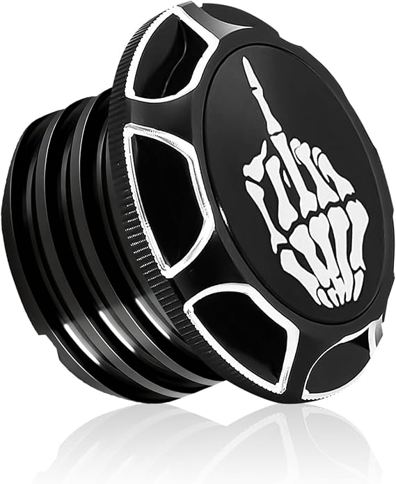 GUAIMI CNC Aluminum Fuel Gas Tank Oil Cap Compatible with Harley Sportster XL 1200 883 X48 Dyna - Middle Finger (Black)