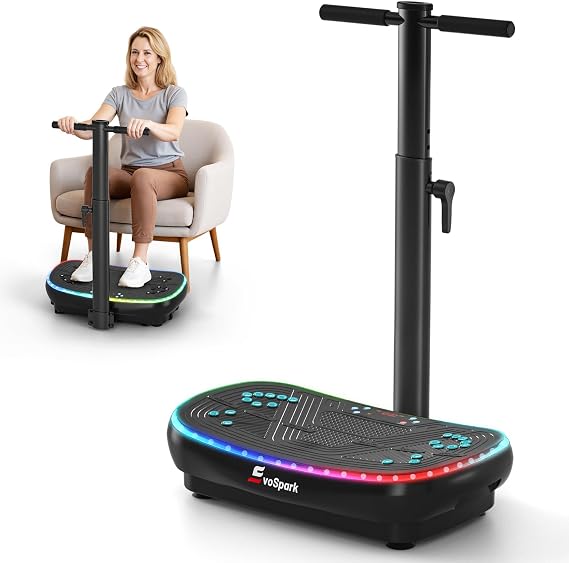 Vibrationsplatte 4D PRO 7-in-1 Vibrationsplatte Testsieger 2025 mit 900W Dreifachmotorsystem Ganzkörper-Vibrationsplatte mit 9 coolen LED-Lichtern550 LBS Kapazität für Home Workout