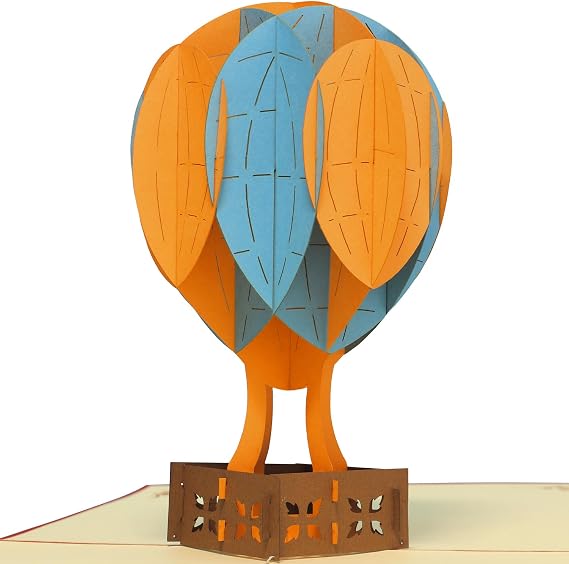 LINPOPUP, LIN17134, Pop Up Card Hot Air Balloon, Birthday Cards, 3D Cards, Folding Cards, Gift Certificate Experience, Balloon Ride, N150