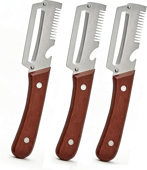 2-Pack Multifunctional Vegetable Peeler, Multi-Functional Vegetable Peeler with Wooden Handle and Bottle Opener, Kitchen Gadgets for Potato, Carrot, Pumpkin, Apple(3 pcs)