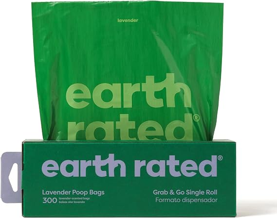 Earth Rated Dog Poop Bags on a Roll, Grab and Go, 300 Bags, Lavender