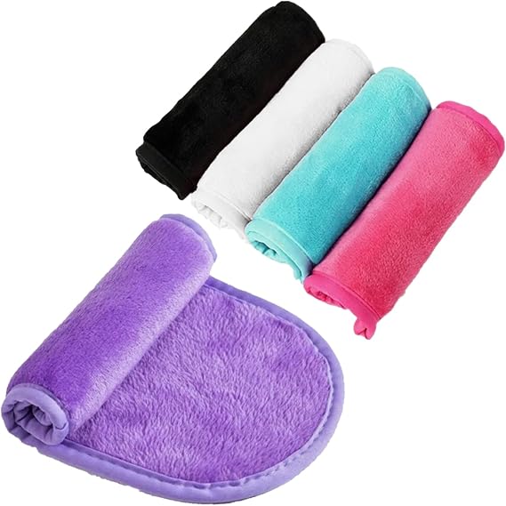 Makeup Remover Cloths, 5 Pack Reusable Microfibre Wipes for Sensitive Skin