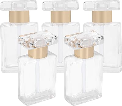 JEOZBM 5Pcs Perfume Bottles, 17ml Empty Glass Essential Oil Sample Bottles, Travel Portable Refillable Empty Container for Fragrance Lotion17ml-Gold