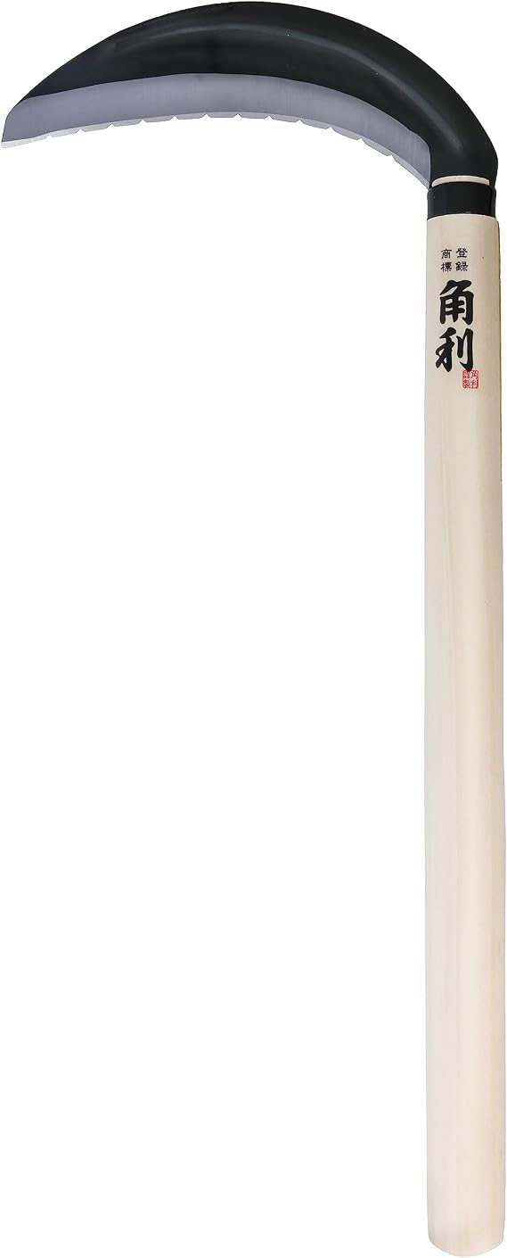 KAKURI Japanese Sickle Garden Tool 7" [Triple Edged Blade (Thick)] Made in Japan, Garden Weeding Sickle for Hard Grass, Razor Sharp Japanese Carbon Steel Blade