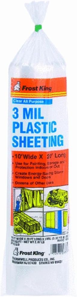 Frost King P1020/3 Polyethylene Sheeting, 10' x 20' x 3 mil., Clear