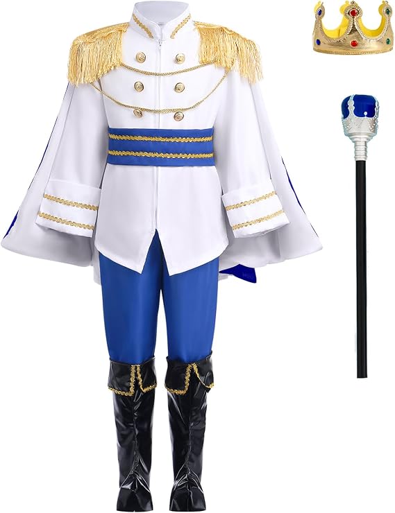 ODOLDI Boys Prince Charming Costume Kids Medieval Royal Prince Outfit Toddler Prince King Halloween Birthday Fancy Dress Up Costumes