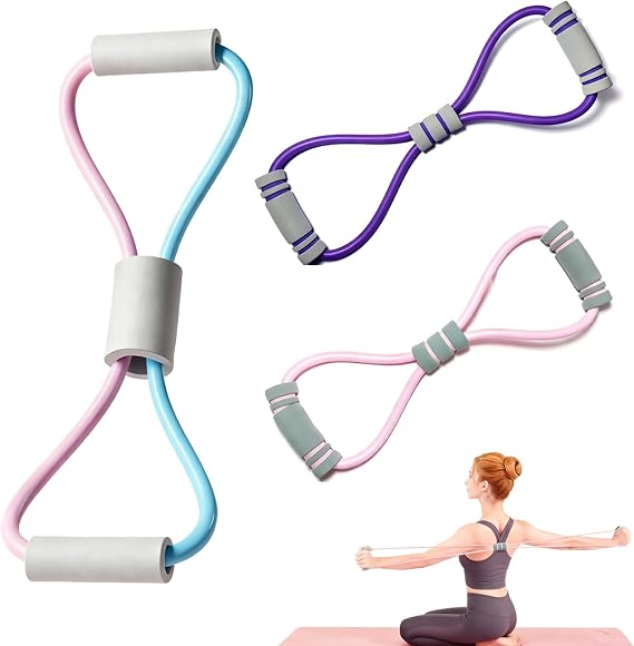 8-Shaped Resistance Bands with Handles, 3Pcs Stretch Yoga Fitness Band