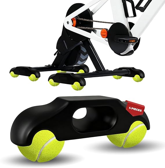 Pack of 4 Rocker Plate Feet Indoor Cycling Snap Rocker Feet Adapter Portable Rocker Plate Bicycle Trainer Tennis Ball Feet for Wahoo Kickr Core 2 Roller Trainer with 8 Tennis Balls
