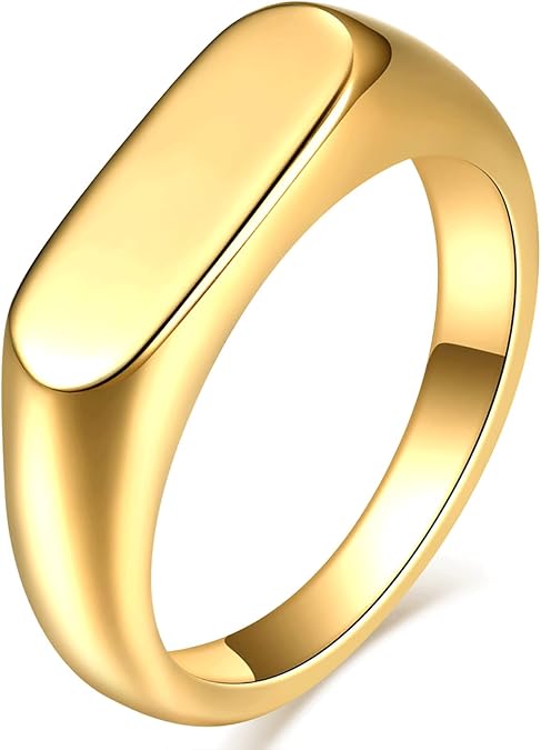 VQYSKO Signet Ring for Men & Women 316L Stainless Steel Statement Band Ring