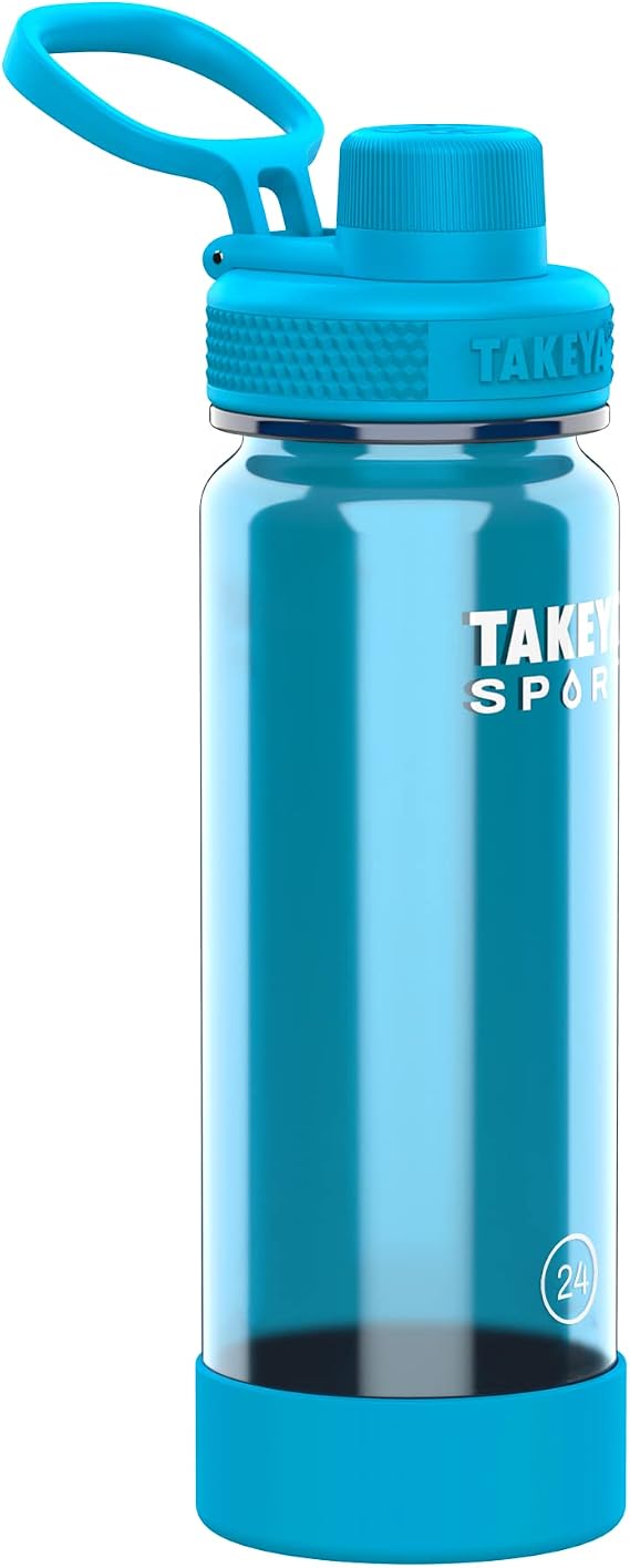 Takeya Tritan Sport Water Bottle with Spout Lid - BPA-Free & Dishwasher-Safe Water Bottle - Reusable Bottle with Lid Handle - Simple Leak-Proof Water Bottle - 24 oz, Championship Blue