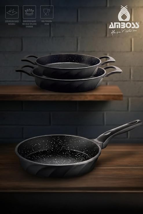 JASPER 3 Parça Döküm Tava & Sahan Seti