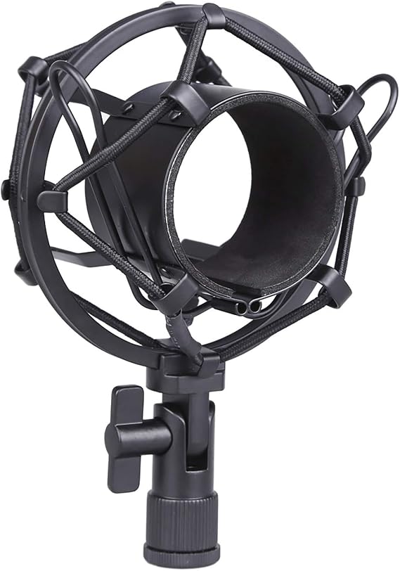Koolertron Microphone Shock Mount,Mic Clip Holder,Universal 50MM Anti-Vibration Mic Holder for 48MM-54mm Diameter Studio Condenser Mic (Black)