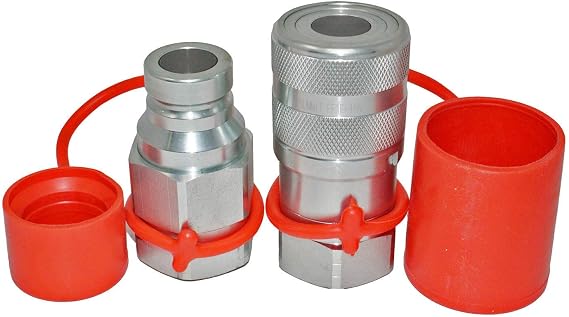 1" Flat Face High Flow Hydraulic Quick Connect Coupler Set, 1-1/4" NPT Thread