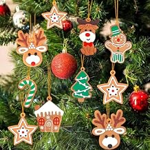 16 PCS Christmas Hanging Ornaments Clay Gingerbread House Soft PVC Rubber Christmas Tree Reindeer Snowman Santa Tree Star Cane for Xmas Trees Gift Box Adornments Holiday Decorations