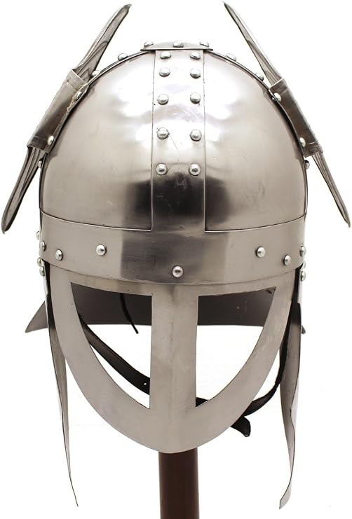 Medieval Warrior Brand 20G Steel Winged Viking Helmet w/Leather Liner