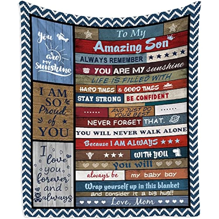 Gifts for Son, Sons Gift Blanket 60X50, Best Son Birthday from Mom, to My Sons Graduation Throw Blankets from Mother
