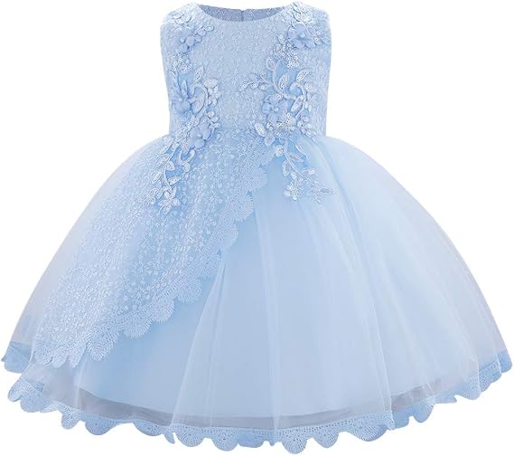 Lace Flower Girls Sequins Bow Tutu Dress for Infant Baby Christening Baptism Communion Birthday Party Wedding Dresses