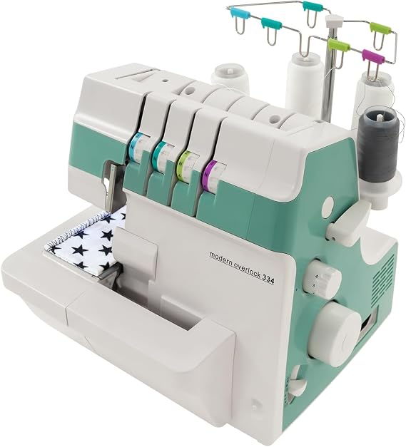 Overlock Machine,91W Electric Sewing Machine with Edge Locking/Edge Rolling/Pleating/Differential Feeding Function,1200 Stitches/Minute Modern Overlock Sewing Machines,Width 6.5mm/0.26in Seam Type
