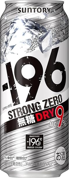 Suntory -196°C Strong Zero DRY, 16.9 fl oz 500 ml x 24 Cans