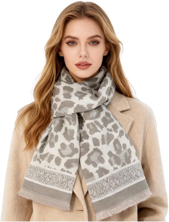 Sumato Leopard Print Scarf for Women - Soft Warm Winter Scarves, Comfortable Fashion Accessory, Elegant Lightweight Wrap