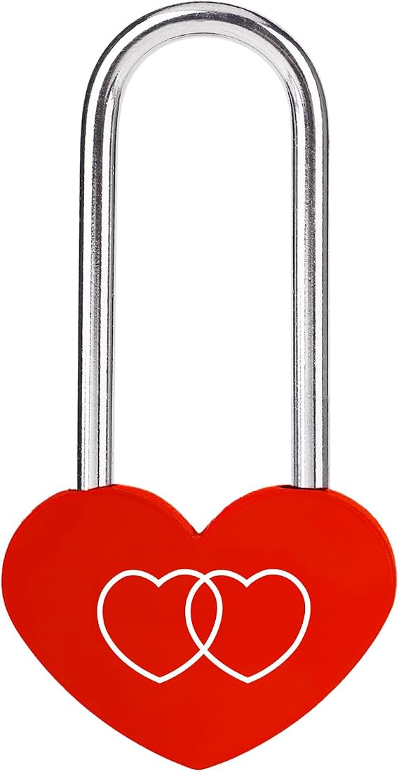 Red Love Unity Lock Single Heart Padlock 3.5" 50mm Aluminum (No Key)