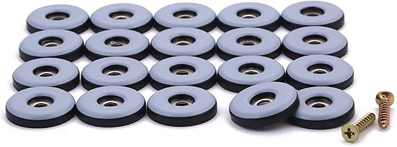 20 Pack 1" Screw on Furniture Glides Sliders-Furnigear Heavy Duty PTFE (Teflon) Chair Leg Slides Move Your Furniture Easy & Safely - Best Floor Protector (20 Pack)
